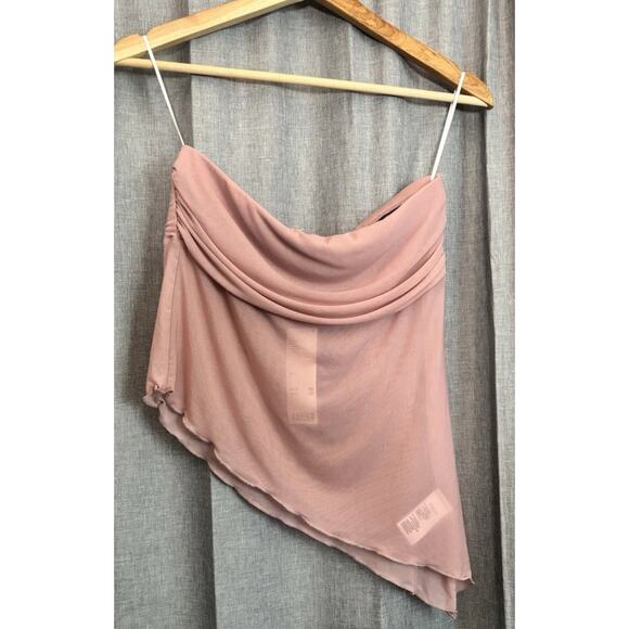 Urban Outfitters UO NWT Y2K Asymmetrical Sheer Tube Top Pink Small - Picture 10 of 16